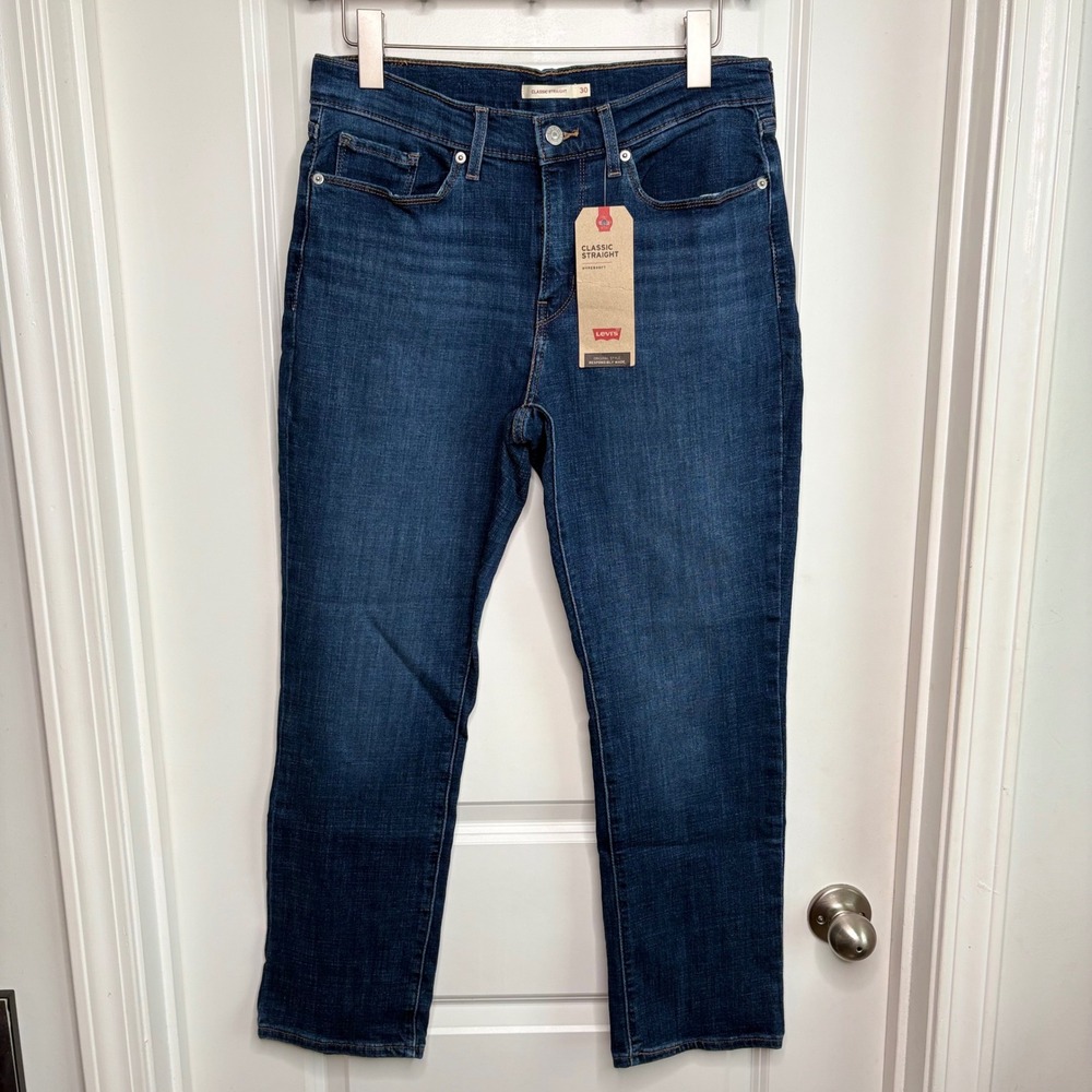 Levis Classic Straight Hypersoft Sculpt Jeans Dark Wash Women's 10 Short W30 L28